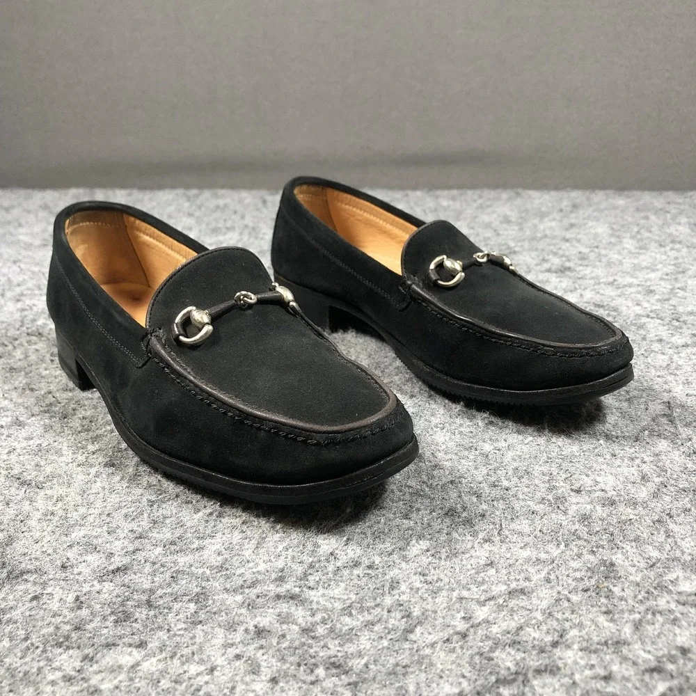 Gravati Loafers Mens 8 M Black Suede Horsebit Slip On Handmade Italy Luxury